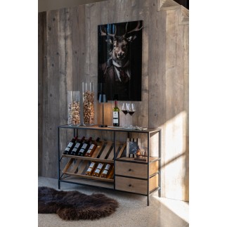 Botellero de madera beige, 120 x 33 x 77 cm