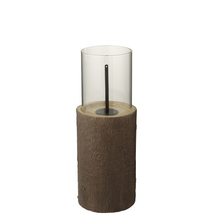 Braséro tunk rond en ciment marron 23x23x65 cm