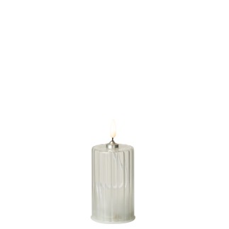 Vela LED de cristal transparente, 6 x 6 x 10 cm