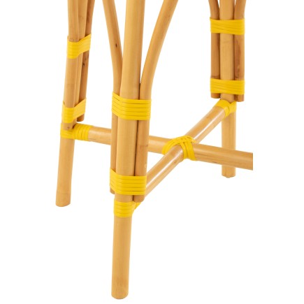 Tabouret de bar en rotin beige et jaune 38x38x65 cm