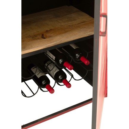 Meuble bar téléphérique en métal rouge 135x47x154 cm