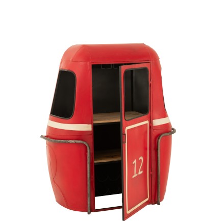 Meuble bar téléphérique en métal rouge 135x47x154 cm
