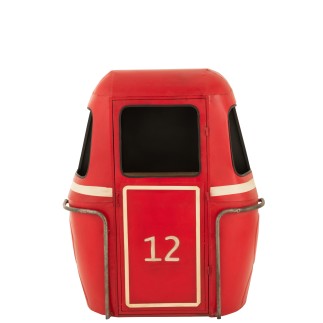 Mobile bar in metallo rosso a forma di funivia, 135x47x154 cm