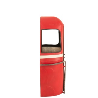 Mobile bar in metallo rosso a forma di funivia, 135x47x154 cm