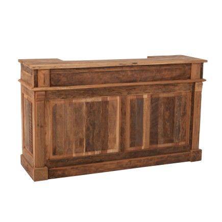 Mueble bar de madera reciclada natural en color beige, 180 x 55 x 106 cm