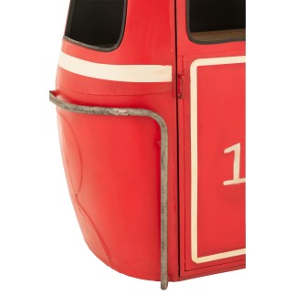 Mobile bar in metallo rosso a forma di funivia, 135x47x154 cm