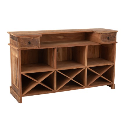 Bar armoire en bois recyclé naturel beige 180x55x106 cm