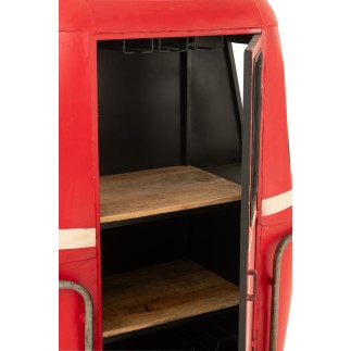 Mueble bar tipo teleférico de metal rojo, 135 x 47 x 154 cm