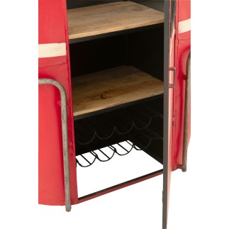 Mueble bar tipo teleférico de metal rojo, 135 x 47 x 154 cm