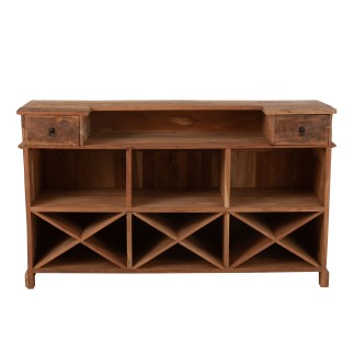 Bar em madeira reciclada natural bege 180x55x106 cm