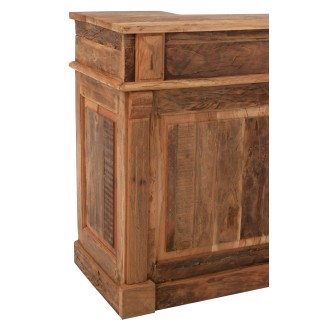 Bar em madeira reciclada natural bege 180x55x106 cm