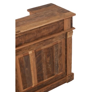 Bar em madeira reciclada natural bege 180x55x106 cm