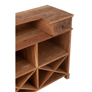 Mueble bar de madera reciclada natural en color beige, 180 x 55 x 106 cm