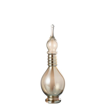 Bouteille déco avec bouchon en verre beige 13.5x13.5x40 cm