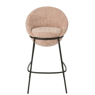 Silla de bar con tapizado rosa y patas de metal negro  55 x 54 x 99 cm