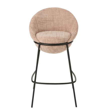 Sedia da bar in tessuto rosa con base in metallo nero 55x54x99 cm