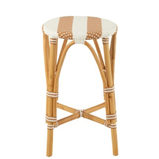 Taburete de bar de ratán blanco y beige, 38 x 38 x 65 cm