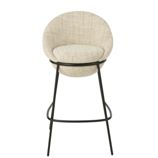 Sedia da bar in tessuto beige con base in metallo nero 55x54x99 cm
