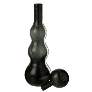 Garrafa decorativa com rolha de vidro preta 14,5 x 14,5 x 52 cm