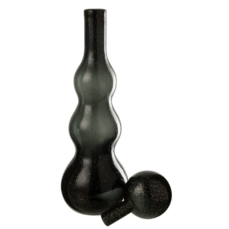 Botella decorativa con tapón de cristal negro, 14,5 x 14,5 x 52 cm Botella decorativa con tapón de cristal negro, 14,5 x 14,5 x 52 cm