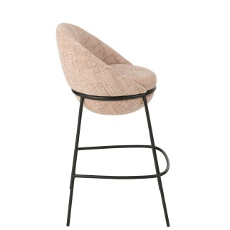 Silla de bar con tapizado rosa y patas de metal negro  55 x 54 x 99 cm