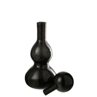 Bouteille déco avec bouchon en verre noir 16x16x42 cm