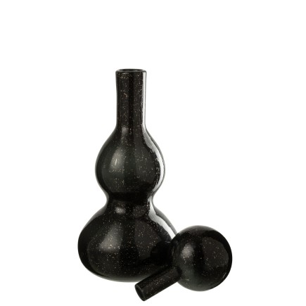 Bottiglia decorativa con tappo in vetro nero 16x16x42 cm
