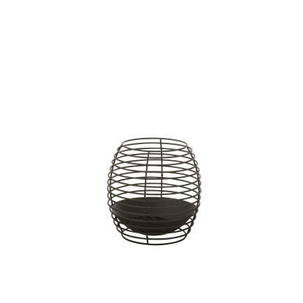 Braciere rotondo in metallo nero 50x50x50 cm