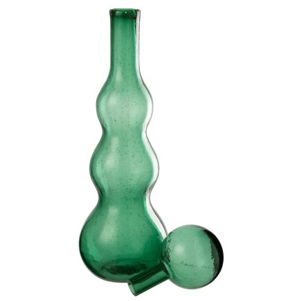 Bouteille déco avec bouchon en verre vert 14.5x14.5x52 cm