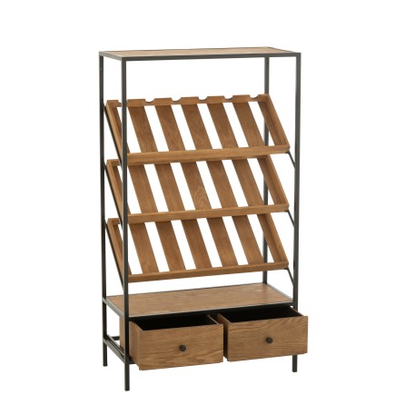 Meuble à bouteilles en bois beige 70x33x125 cm