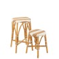 Banco de bar em rattan branco e bege, 38 x 38 x 65 cm
