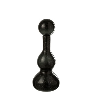 Bouteille déco avec bouchon en verre noir 16x16x42 cm