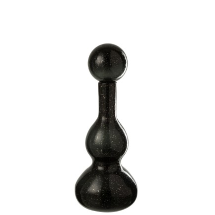 Bouteille déco avec bouchon en verre noir 16x16x42 cm