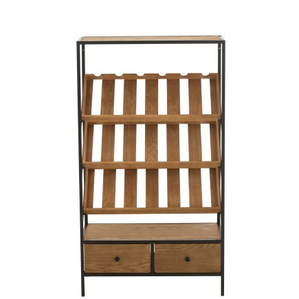 Meuble à bouteilles en bois beige 70x33x125 cm