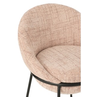 Silla de bar con tapizado rosa y patas de metal negro  55 x 54 x 99 cm