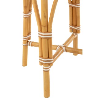 Banco de bar em rattan branco e bege, 38 x 38 x 65 cm