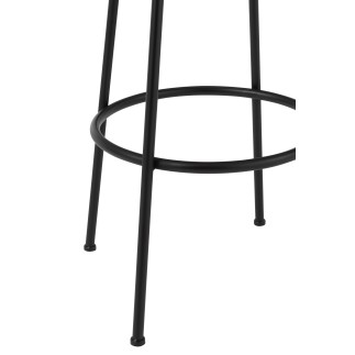 Taburete de bar con patas de metal negro y asiento de madera beige, 35 x 35 x 76 cm
