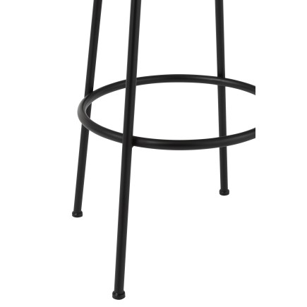 Tabouret de bar pied métal noir et assise bois beige 35x35x76 cm
