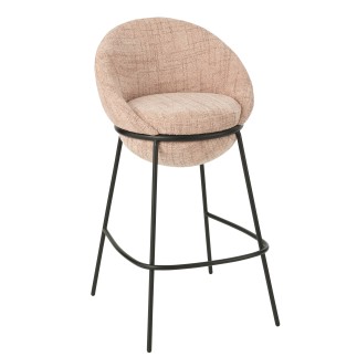 Silla de bar con tapizado rosa y patas de metal negro  55 x 54 x 99 cm