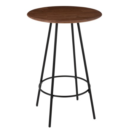 Tavolino alto con base nera e piano beige 60x60x105 cm