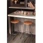 Sgabello da bar con base in metallo nero e seduta in legno beige 35x35x76 cm