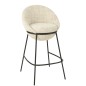 Sedia da bar in tessuto beige con base in metallo nero 55x54x99 cm Sedia da bar in tessuto beige con base in metallo nero 55x54x99 cm