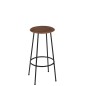 Banco de bar com pés em metal preto e assento em madeira bege 35x35x76 cm Banco de bar com pés em metal preto e assento em madeira bege 35x35x76 cm