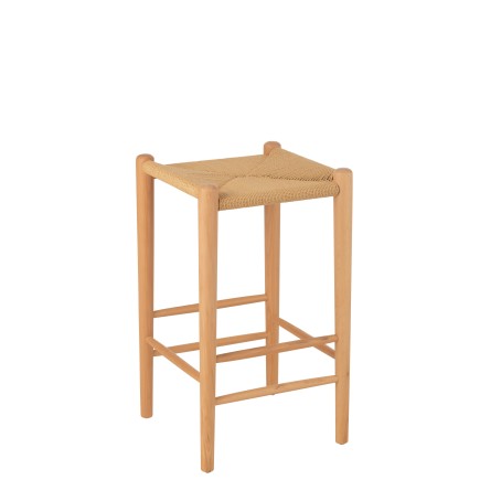 Banco de bar em madeira de faia bege 38x38x66,4 cm