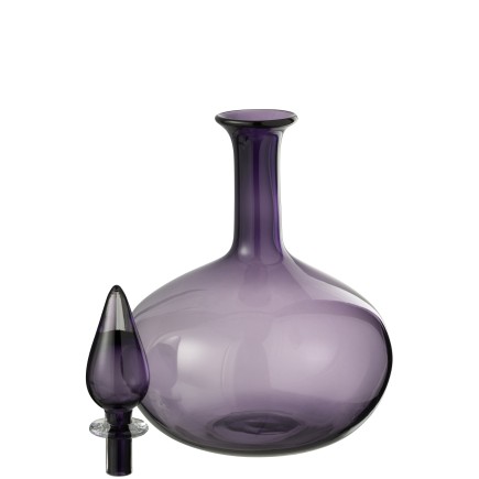 Bottiglia decorativa con tappo in vetro viola 26,5 x 26,5 x 33 cm