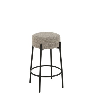 Taburete de bar con tapizado gris y patas de metal negro, 41 x 41 x 67 cm