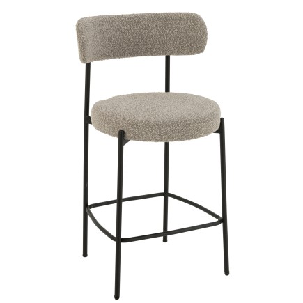 Silla de bar con tapizado gris y patas de metal negro, 53 x 48 x 97 cm