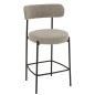 Cadeira de bar em tecido cinzento com base em metal preto, 53 x 48 x 97 cm Cadeira de bar em tecido cinzento com base em metal preto, 53 x 48 x 97 cm