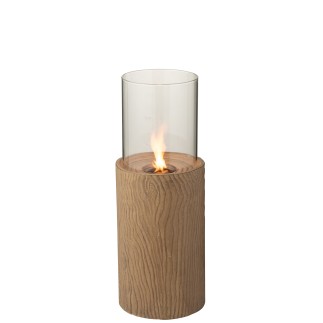 Braséro tunk rond en ciment marron 23x23x65 cm