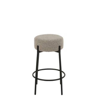 Taburete de bar con tapizado gris y patas de metal negro, 41 x 41 x 67 cm